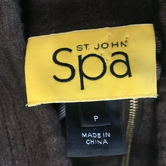 ST JOHN Jacket {S} Mock Neck Lightweight in Brown